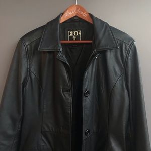 frye leather jacket womens